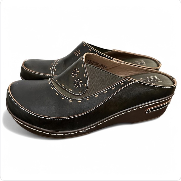 L'ARTISTE Burbank Women’s Leather Clogs Size 41 EUR 9.5-10 US Floral Art Comfy - Picture 1 of 11